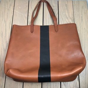 Madewell paint stripe transport leather tote